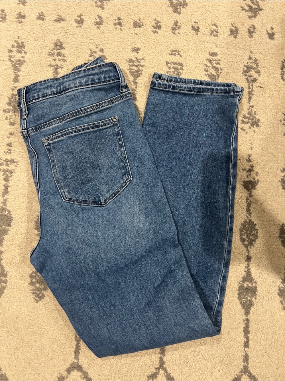Straight-Leg High-Rise Women's Denim Jeans in Medium Blue